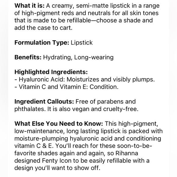 FENTY ICON SEMI MATT LIPSTICK MOTHA LUVA & THE REFILLABLE CASE NWT - Picture 11 of 12